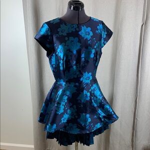 Lulu's Blue Floral Prom Evening Dress